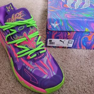 Puma Neon Purple and Green Athletic Shoes